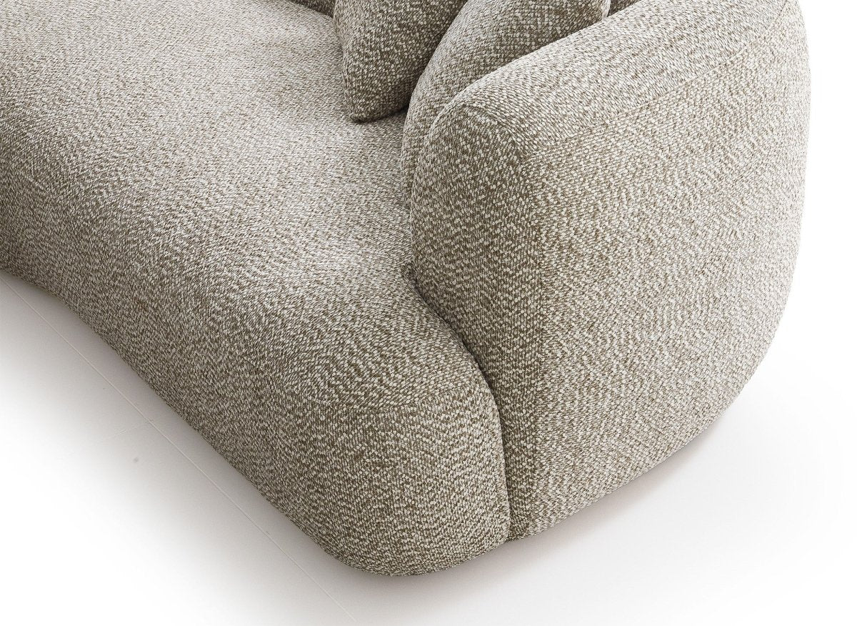 Canapé méridienne en velours texturé taupe URIEL - Angle gauche - DécoInParis