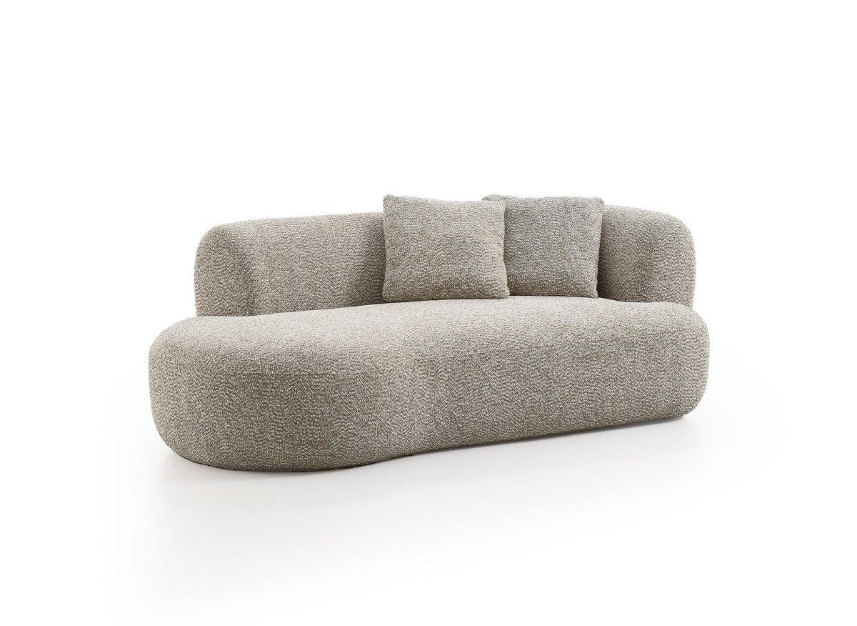 Canapé méridienne en velours texturé taupe URIEL - Angle gauche - DécoInParis