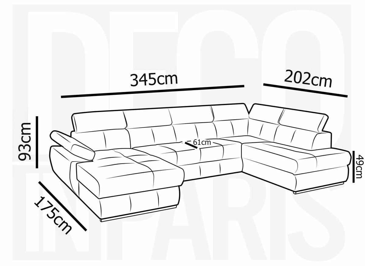 Canapé panoramique convertible avec coffre en velours côtelé épais beige MARIANO - Angle gauche - DécoInParis