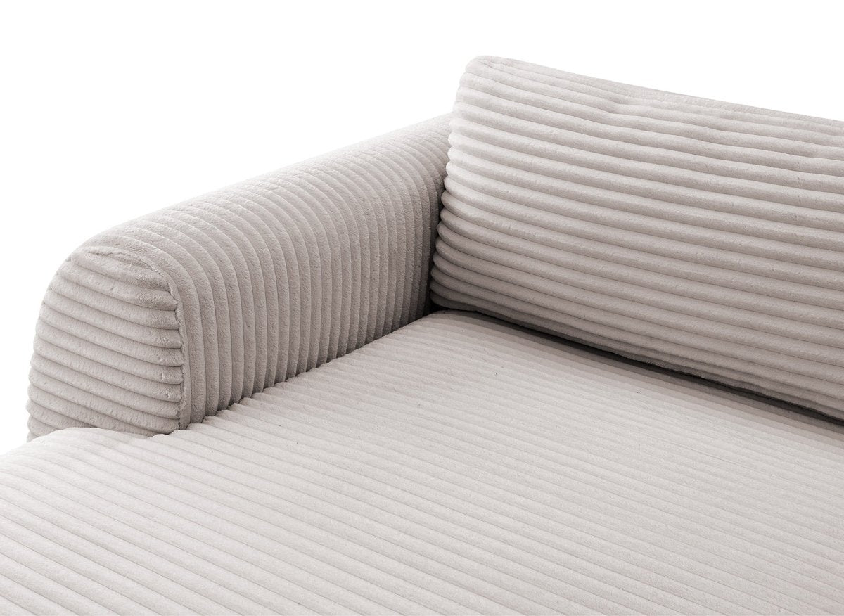 Canapé panoramique convertible avec coffre en velours gros côtelé taupe TILDA - Angle droit - DécoInParis