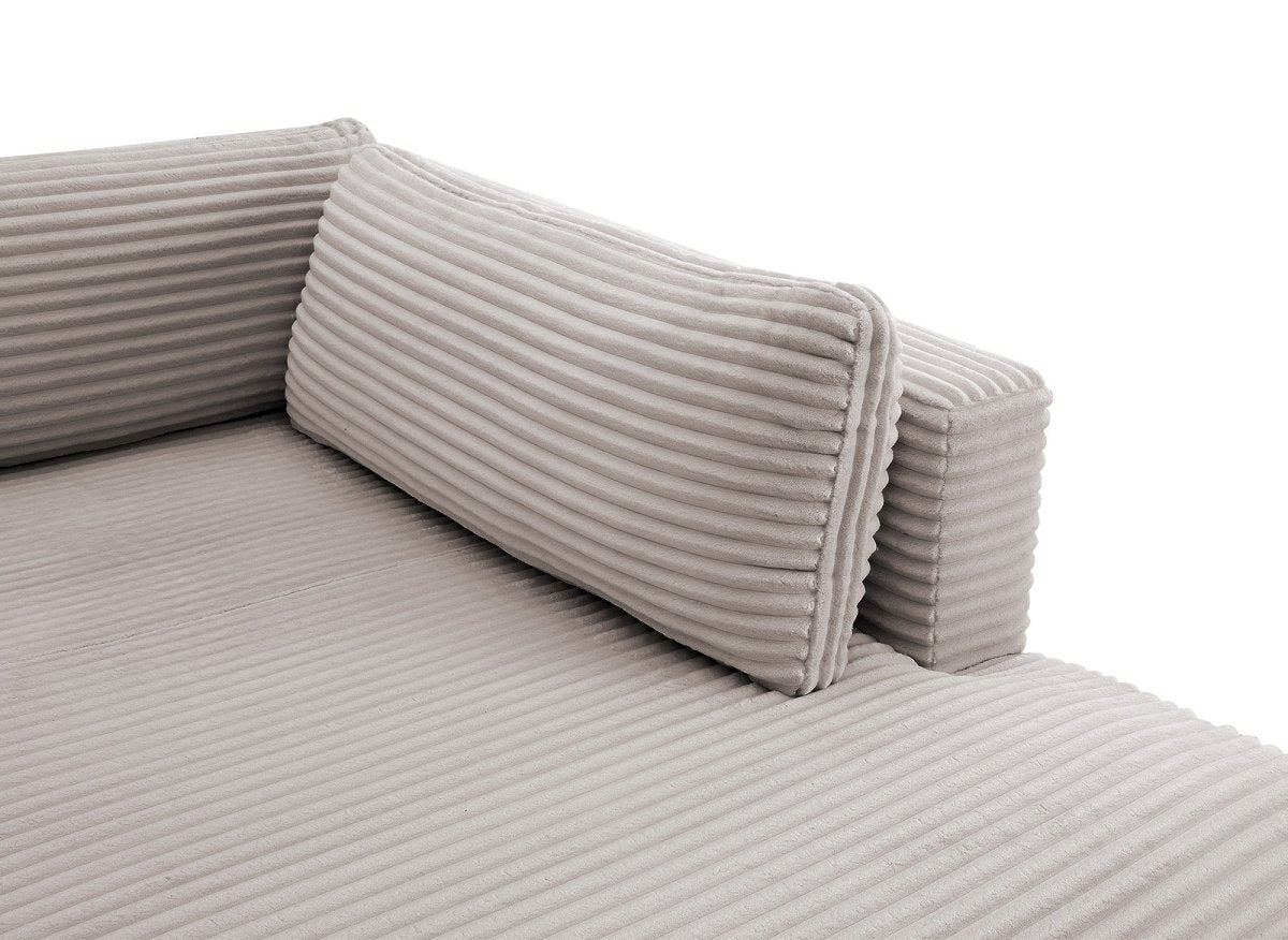 Canapé panoramique convertible avec coffre en velours gros côtelé taupe TILDA - Angle droit - DécoInParis