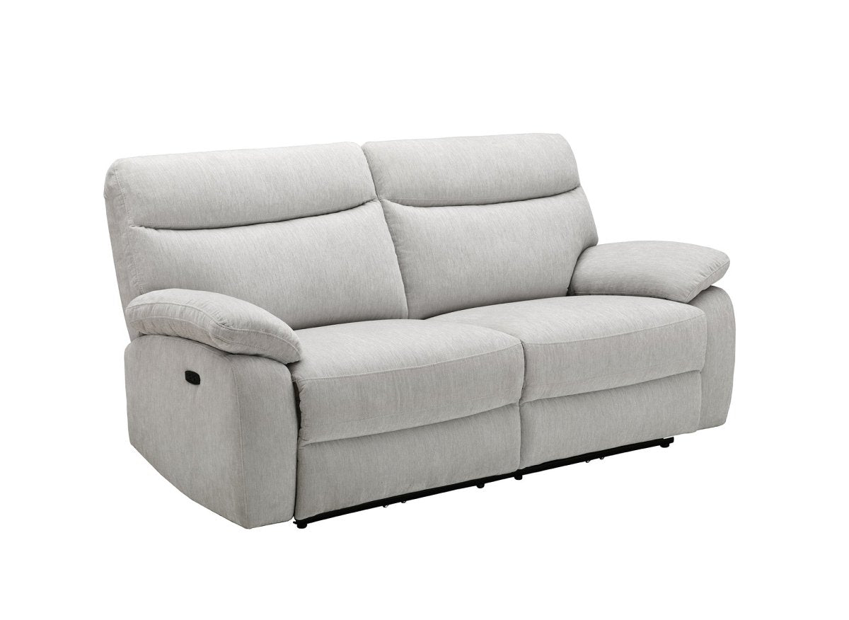 Canapé relax électrique 3 places en velours chiné beige KENDRA - DécoInParis