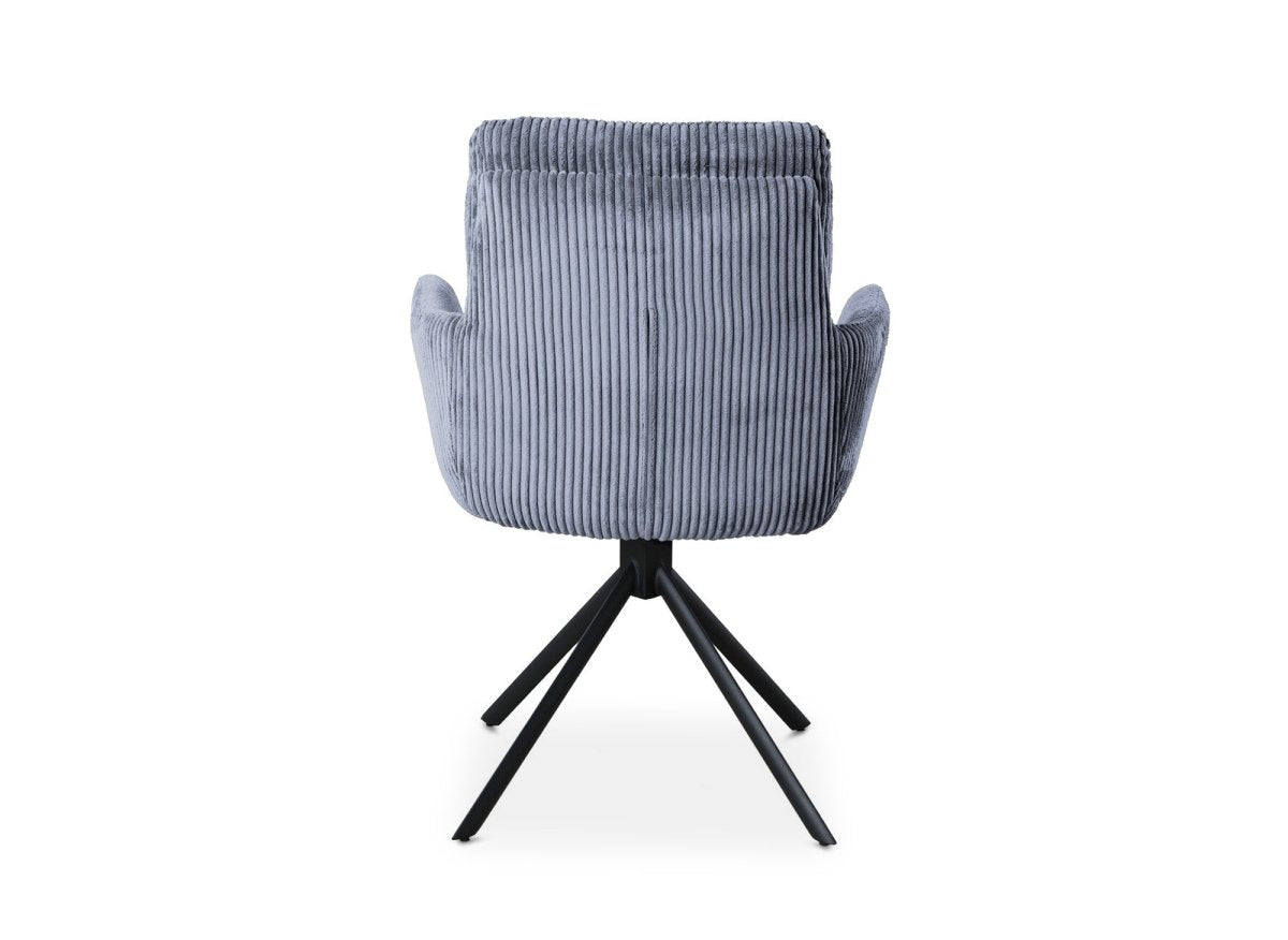 Chaise design avec accoudoirs en velours côtelé gris LOLA - DécoInParis