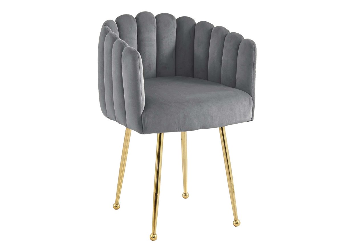 Chaise en velours gris pieds en métal doré HAYDEN - DécoInParis