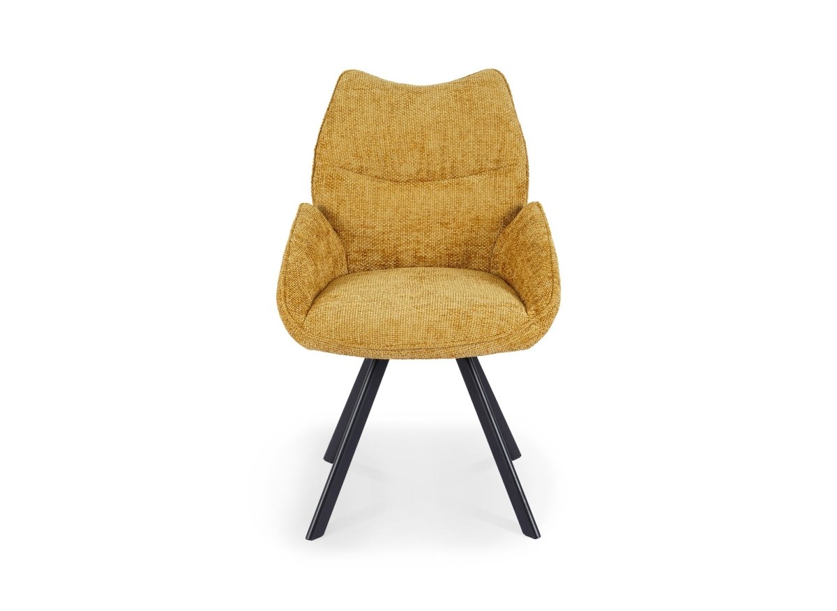Chaise pivotante avec accoudoirs en tissu jaune TALIA - DécoInParis