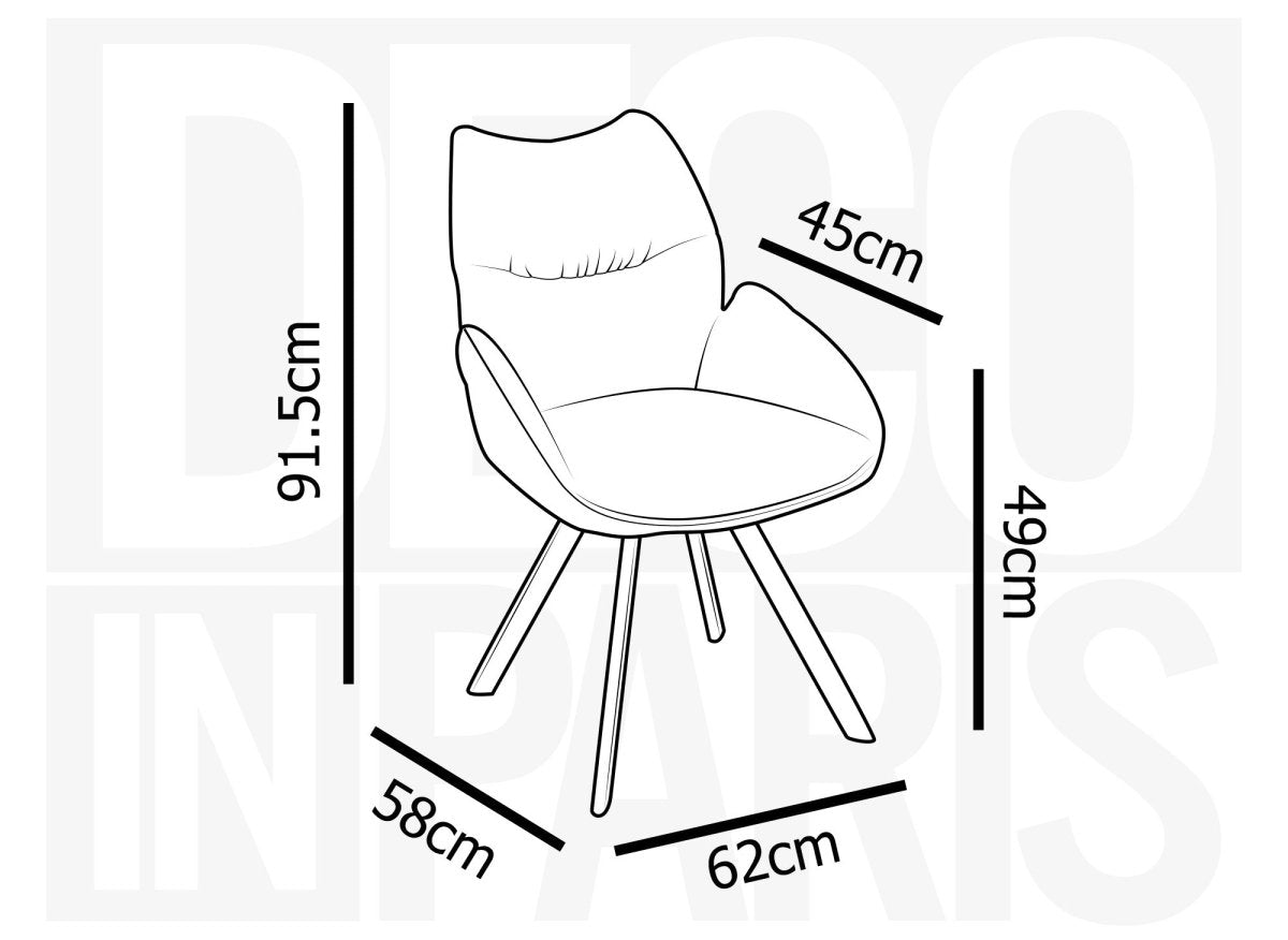 Chaise pivotante avec accoudoirs en tissu jaune TALIA - DécoInParis