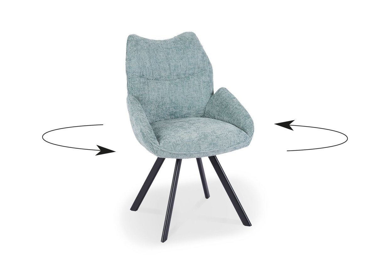 Chaise pivotante avec accoudoirs en tissu vert d'eau TALIA - DécoInParis