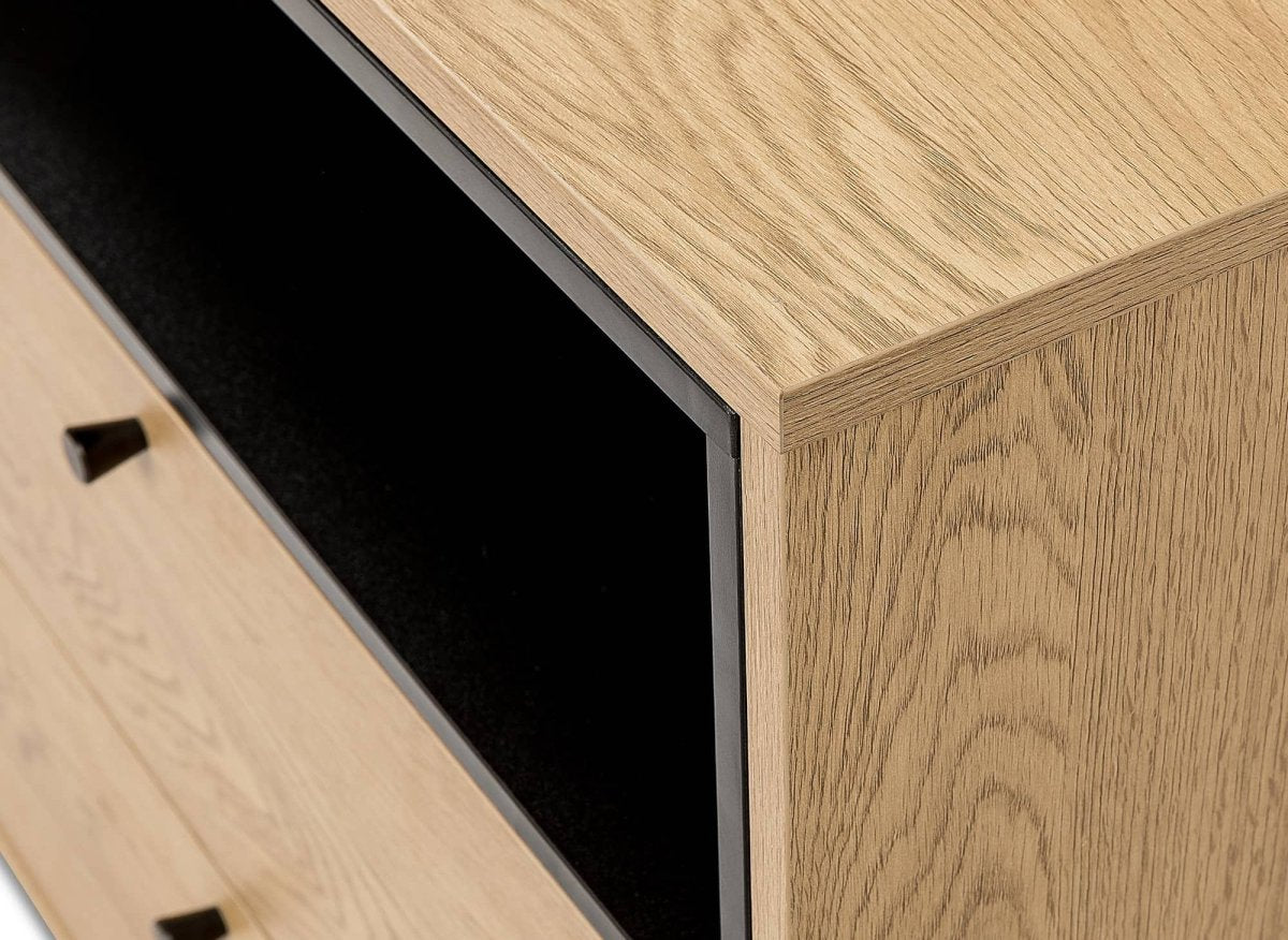 Commode 2 tiroirs en bois clair et métal noir SOHANE - DécoInParis