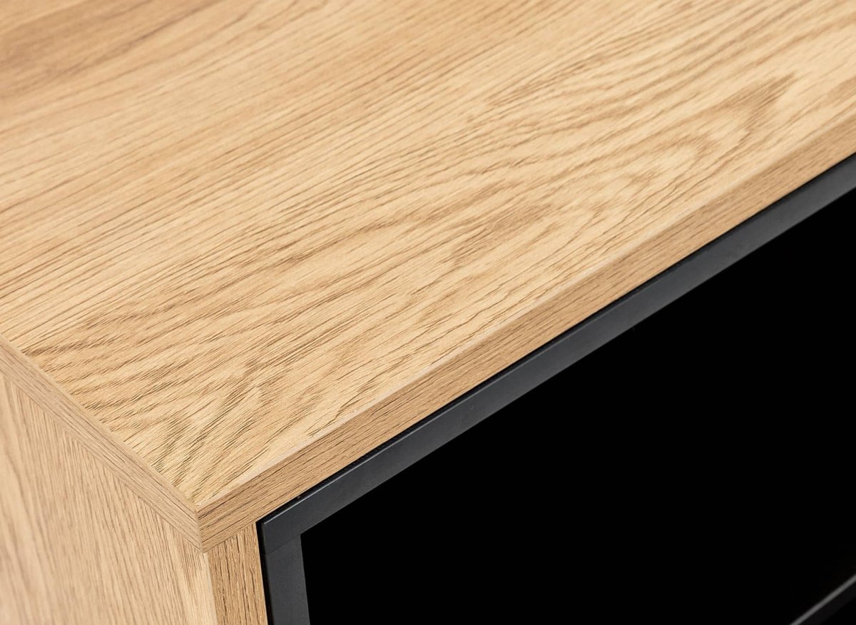 Commode 2 tiroirs en bois clair et métal noir SOHANE - DécoInParis