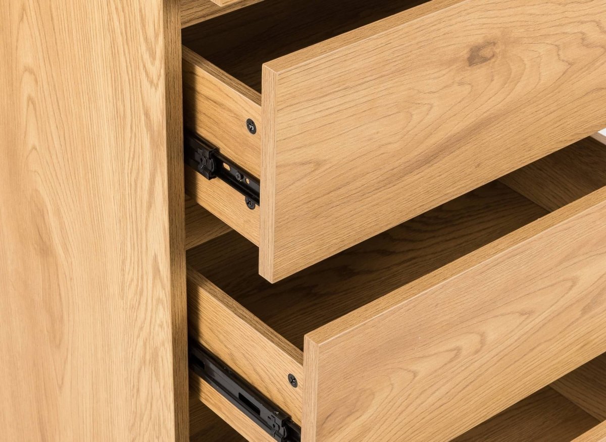 Commode 5 tiroirs avec coiffeuse en bois couleur chêne SACHA - DécoInParis