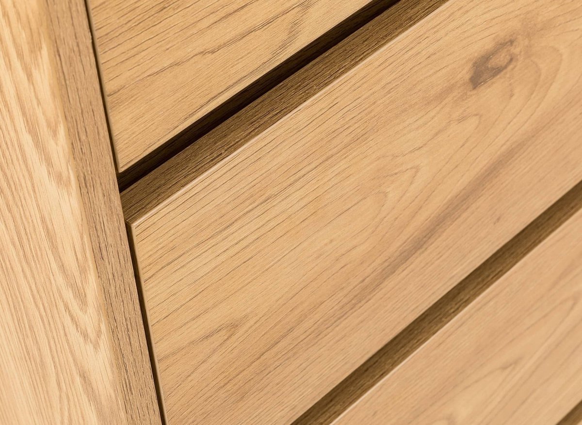 Commode 5 tiroirs avec coiffeuse en bois couleur chêne SACHA - DécoInParis