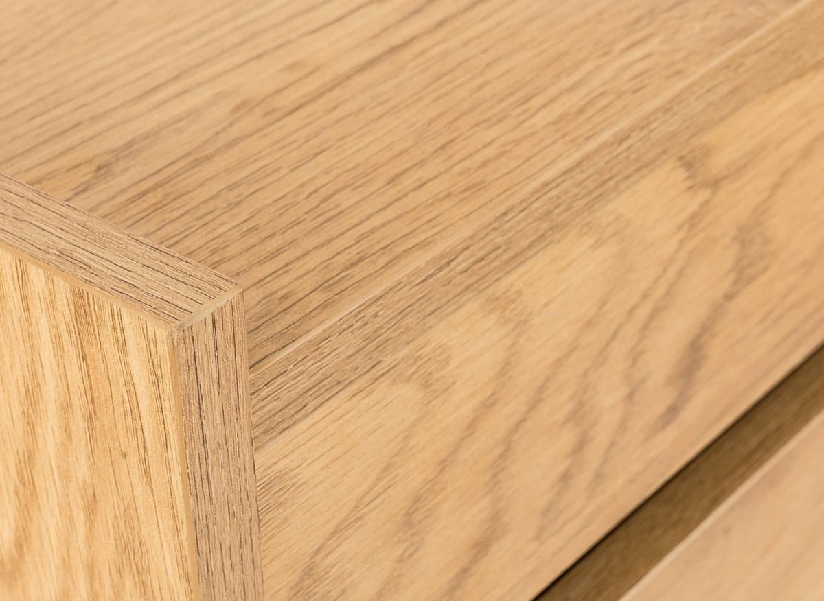 Commode 5 tiroirs avec coiffeuse en bois couleur chêne SACHA - DécoInParis