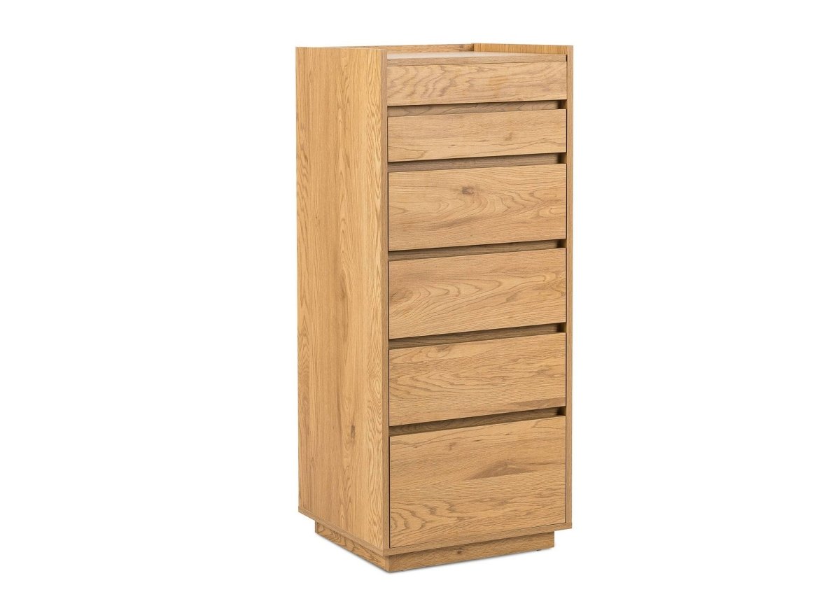 Commode 5 tiroirs avec coiffeuse en bois couleur chêne SACHA - DécoInParis
