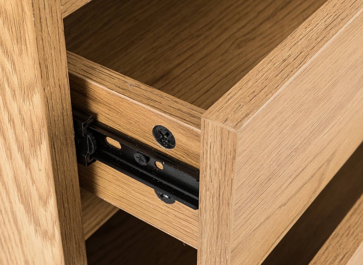 Commode 5 tiroirs avec coiffeuse en bois couleur chêne SACHA - DécoInParis