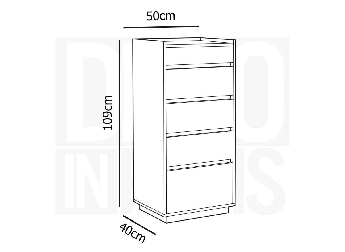 Commode 5 tiroirs en bois couleur chêne SACHA - DécoInParis