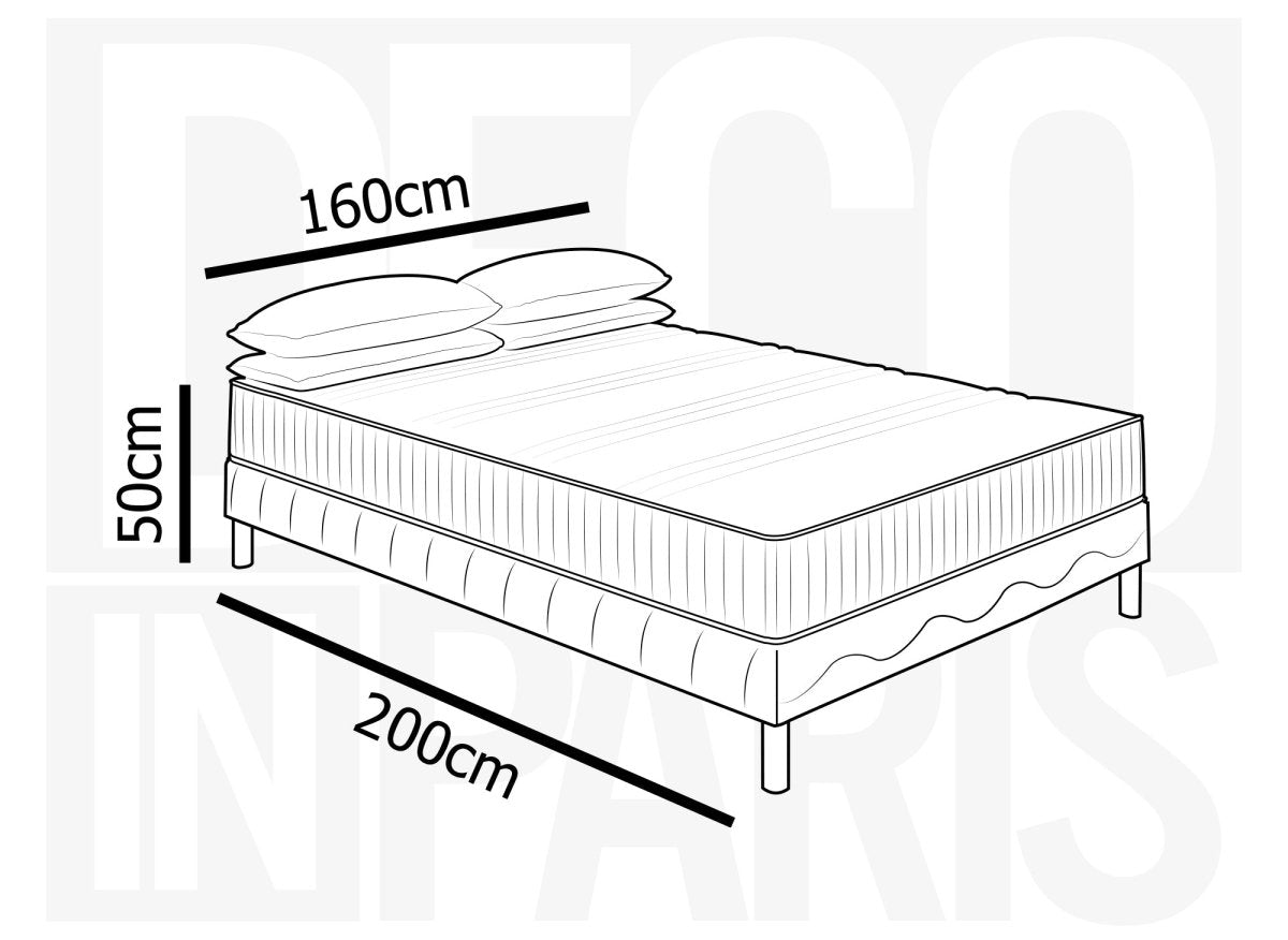 Ensemble 160x200 sommier tapissier + Matelas en mousse 20 cm - AWAN - DécoInParis