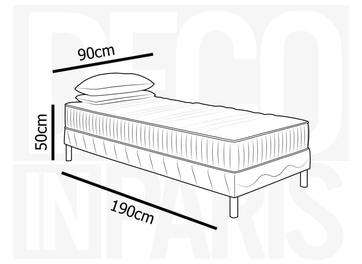 Ensemble 90x190 sommier tapissier + Matelas en mousse 20 cm - AWAN - DécoInParis
