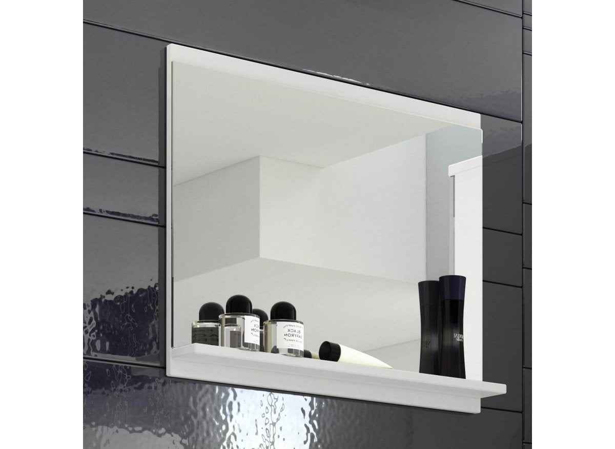 Ensemble meubles salle de bain design suspendu - Blanc et gris laqué HARMONY - DécoInParis