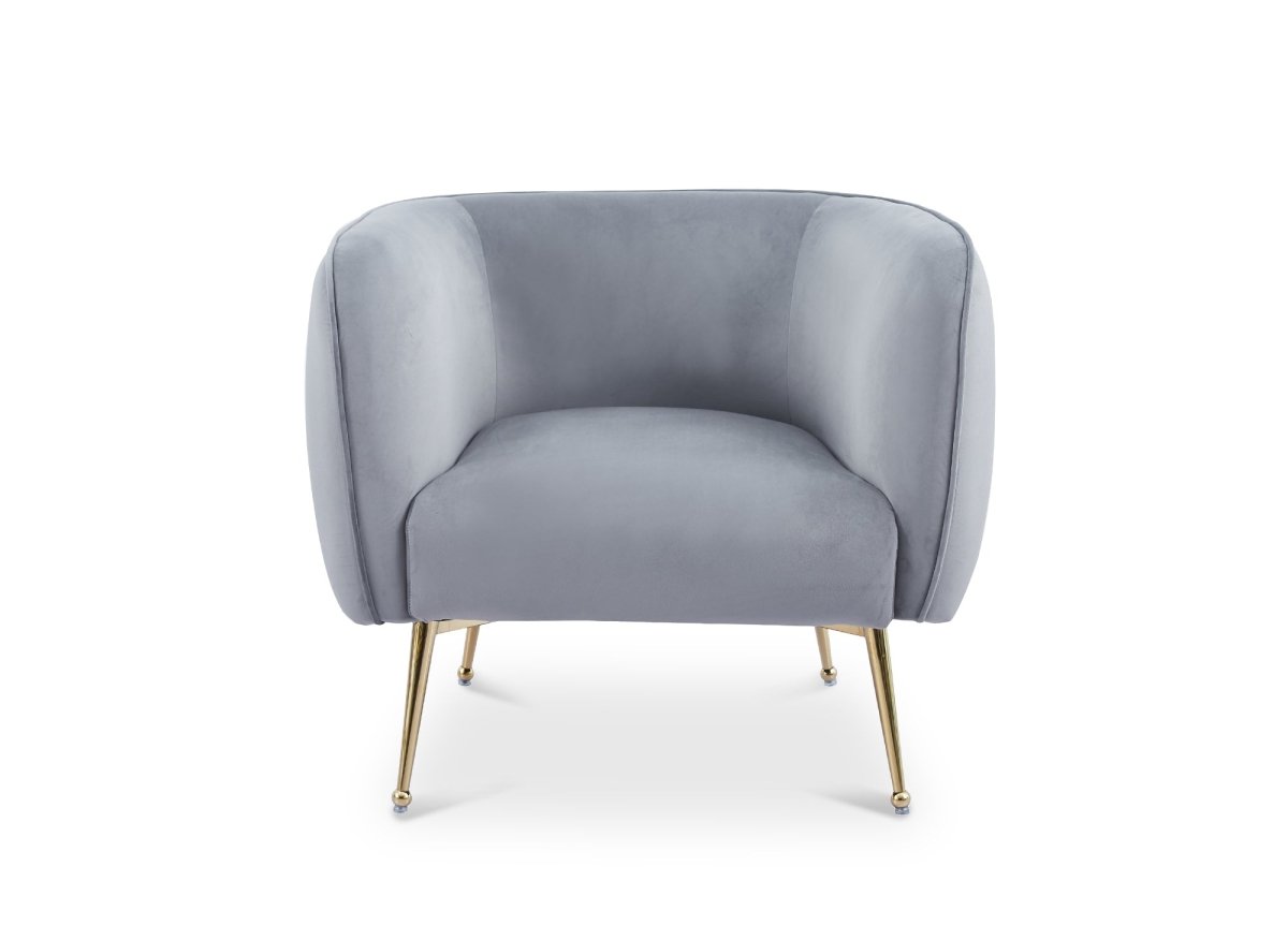 Fauteuil cabriolet en velours gris pieds doré PERRY - DécoInParis