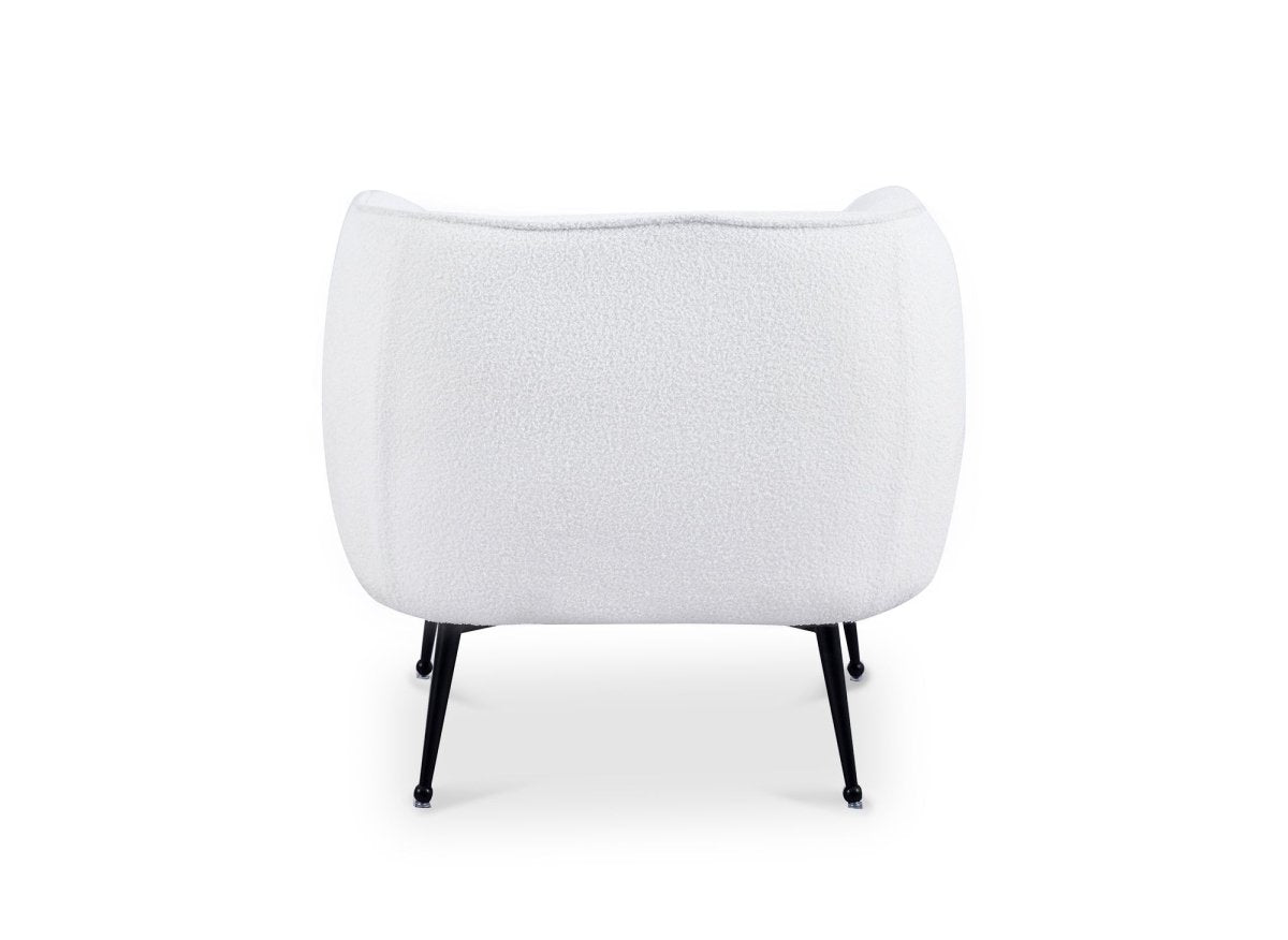 Fauteuil cabriolet tissu bouclette blanc PERRY - DécoInParis