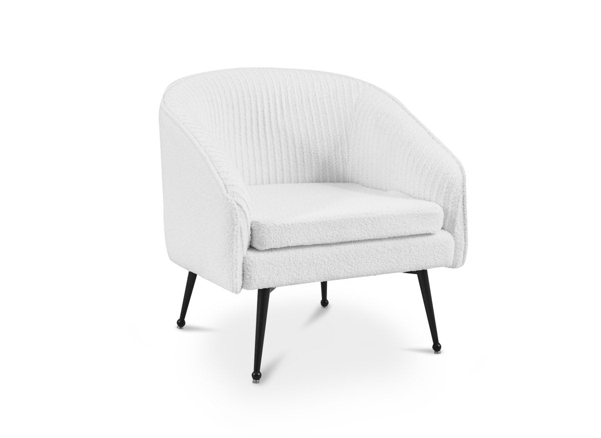 Fauteuil cabriolet tissu bouclette blanc TRECY - DécoInParis