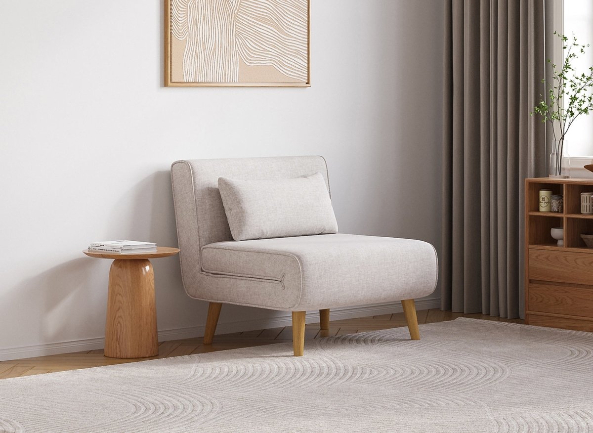 Fauteuil convertible en tissu beige TONKA - DécoInParis