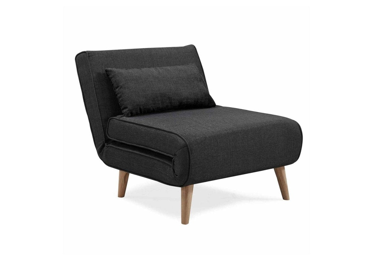 Fauteuil convertible en tissu gris anthracite TONKA - DécoInParis