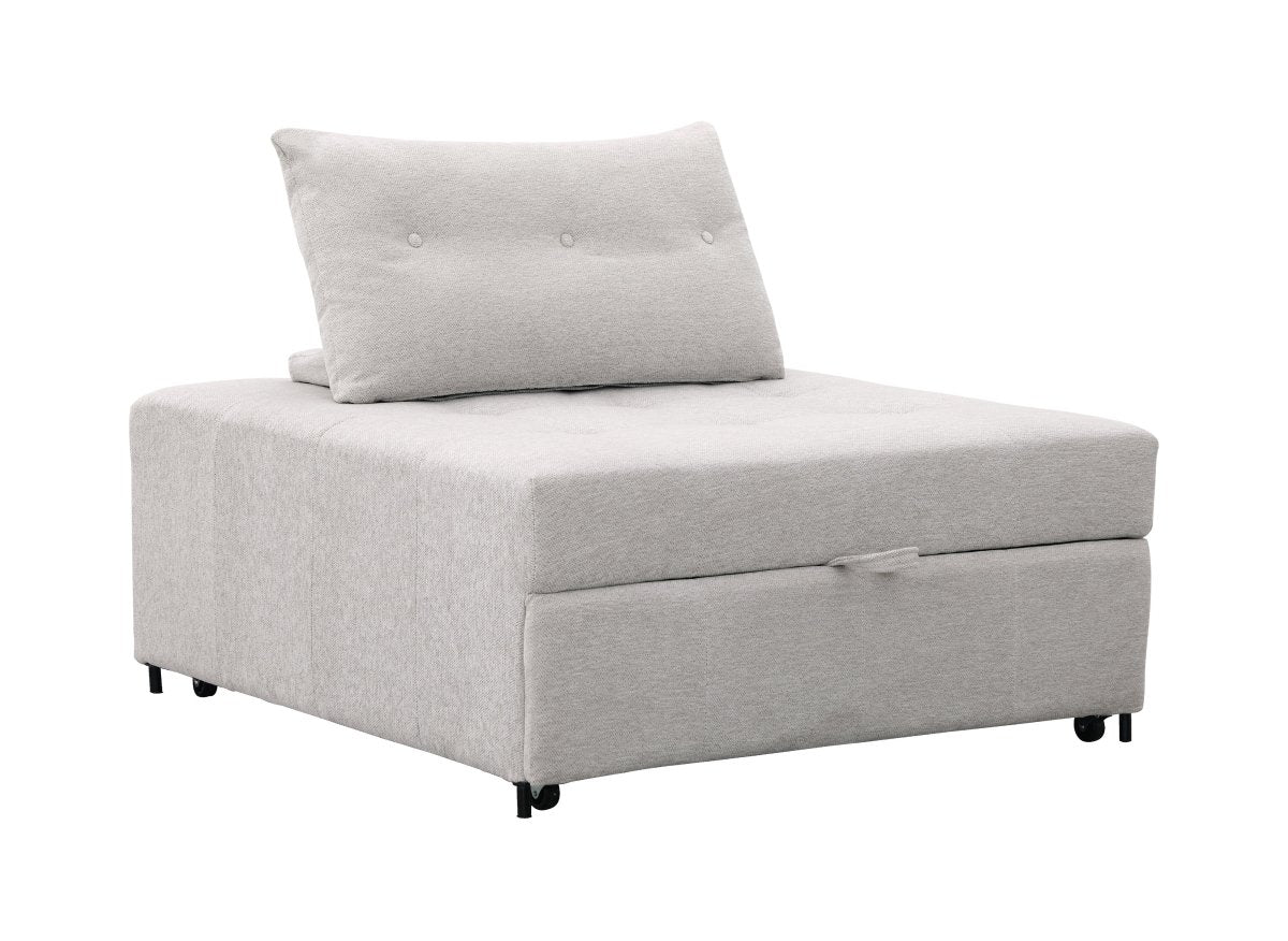 Fauteuil convertible en tissu texturé doux beige NATHEO - DécoInParis