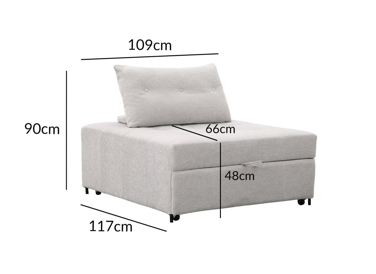 Fauteuil convertible en tissu texturé doux beige NATHEO - DécoInParis