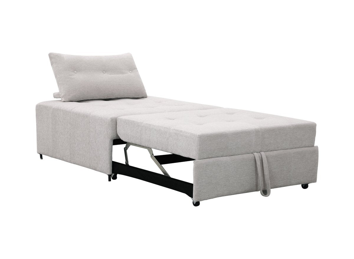 Fauteuil convertible en tissu texturé doux beige NATHEO - DécoInParis