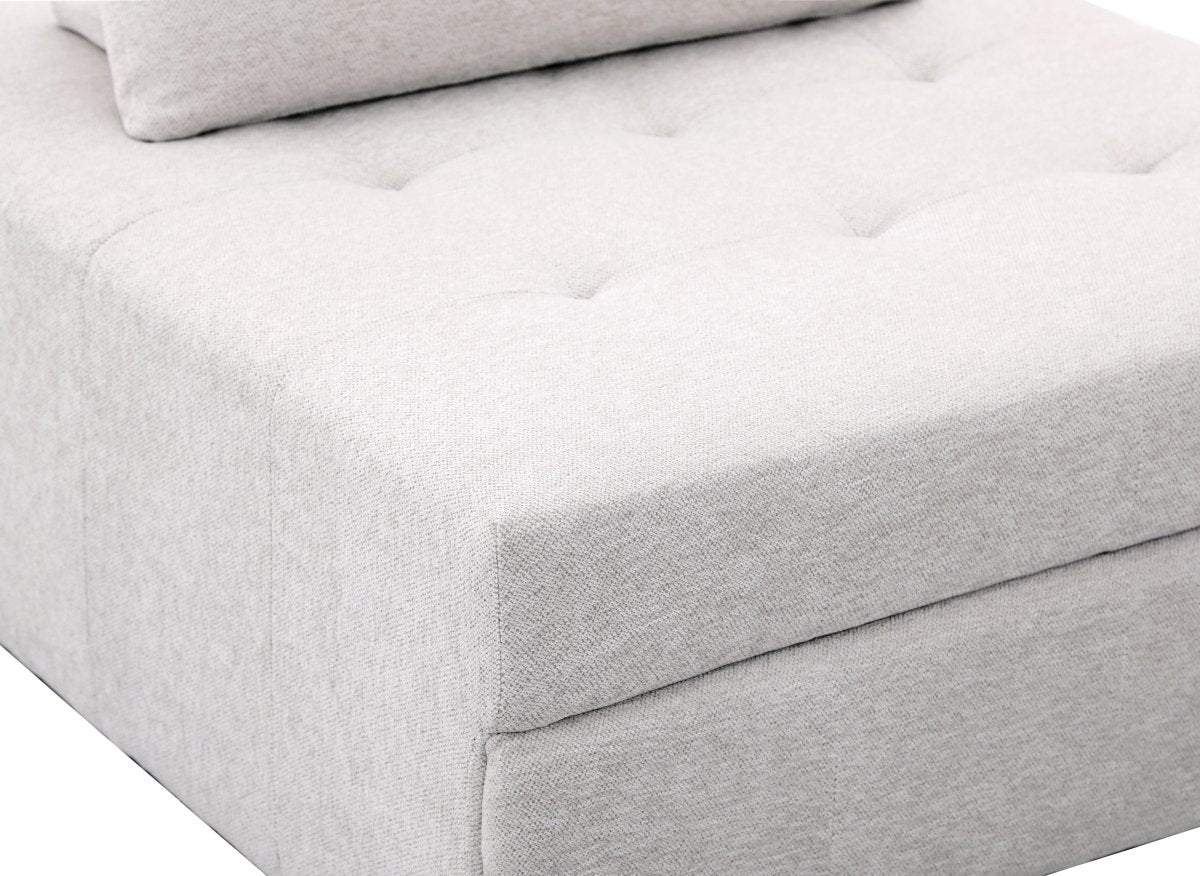 Fauteuil convertible en tissu texturé doux beige NATHEO - DécoInParis