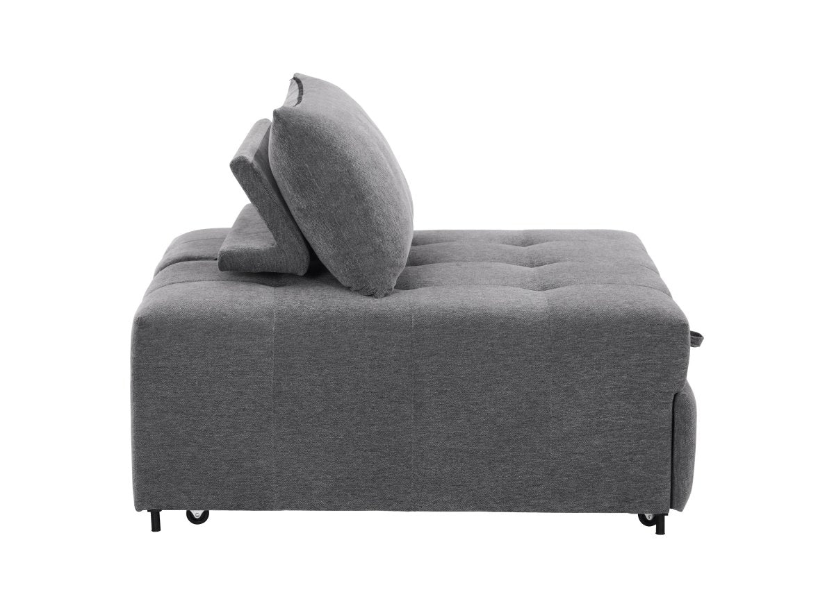 Fauteuil convertible en tissu texturé doux gris NATHEO - DécoInParis