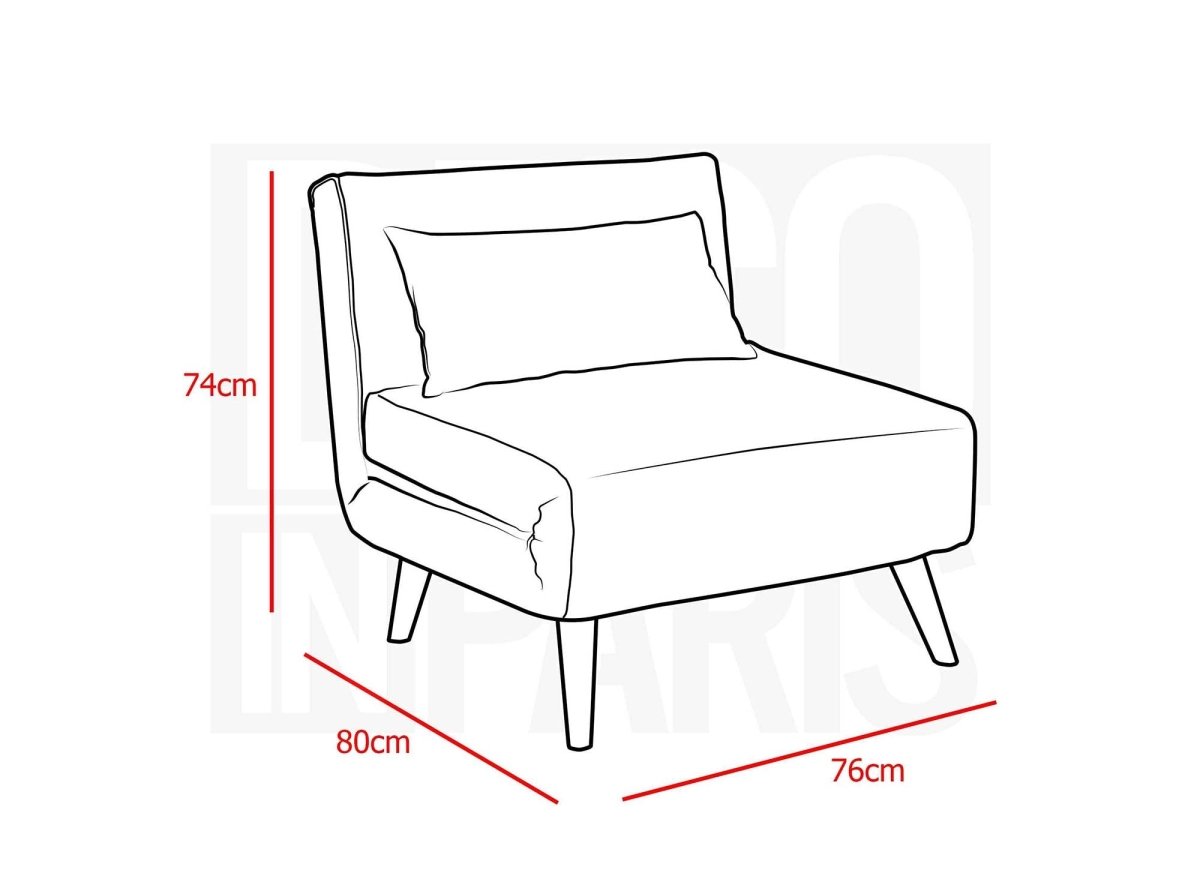 Fauteuil convertible en tissu vert d'eau TONKA - DécoInParis