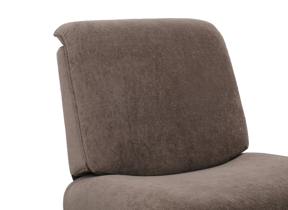 Fauteuil relax électrique en tissu à poils doux taupe PAOLO - DécoInParis