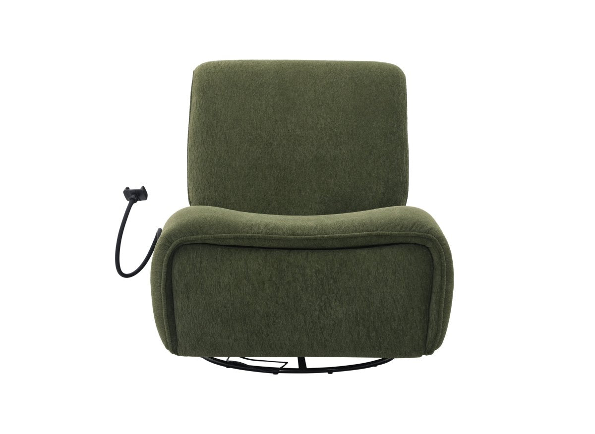 Fauteuil relax électrique en tissu à poils doux vert PAOLO - DécoInParis