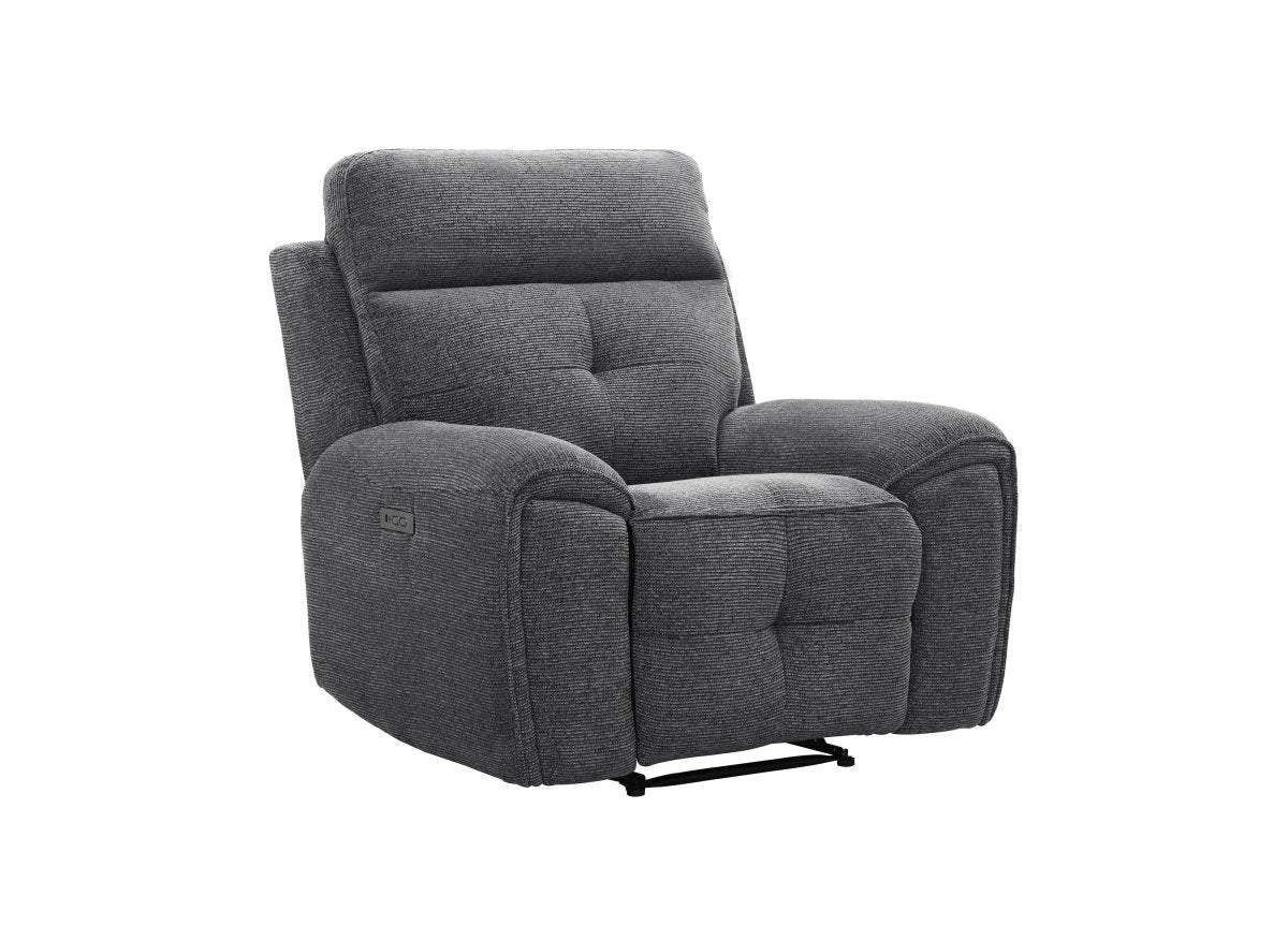 Fauteuil relax électrique en velours texturé gris PATRICIA - DécoInParis