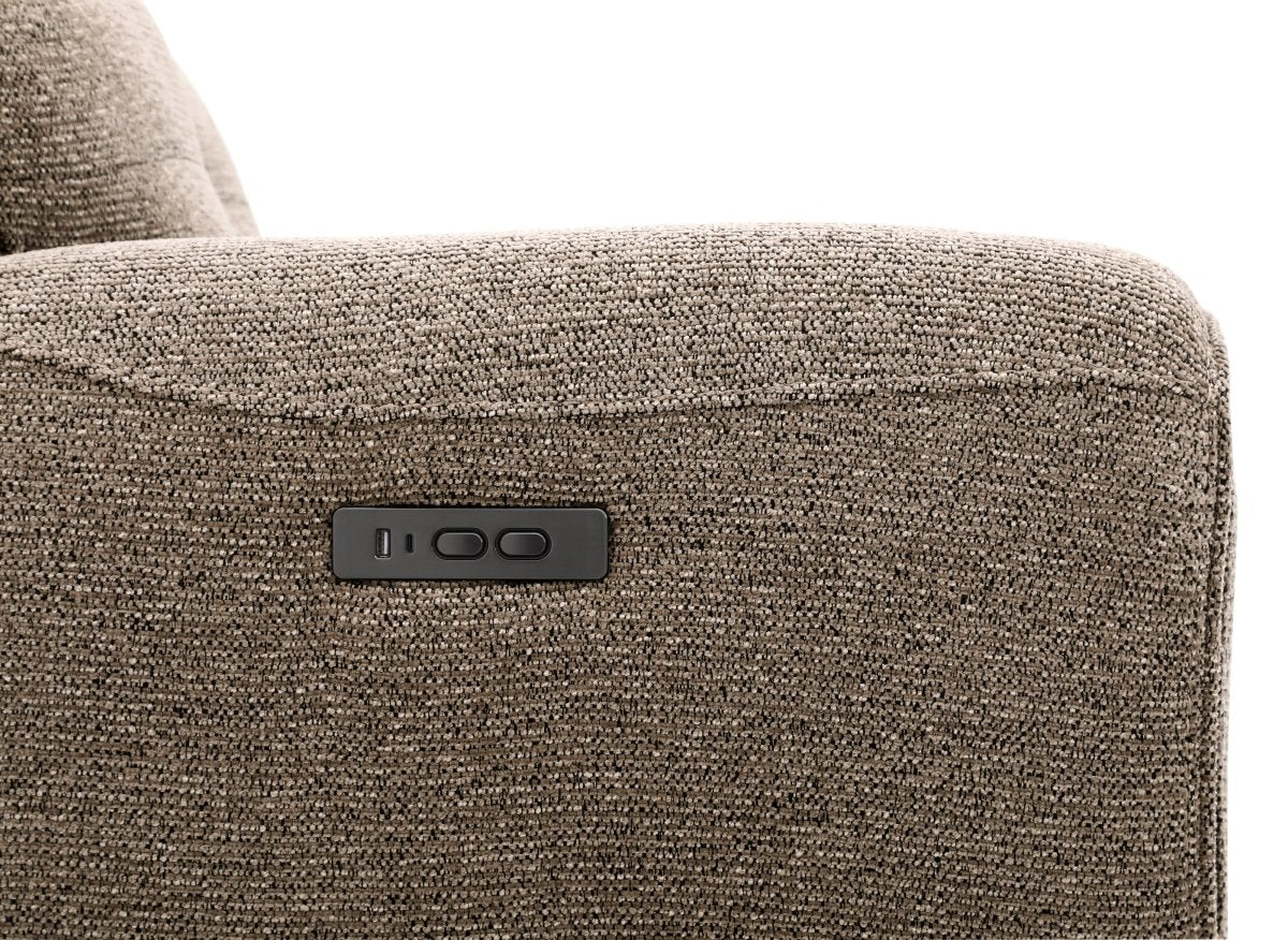 Fauteuil relax électrique en velours texturé marron PATRICIA - DécoInParis