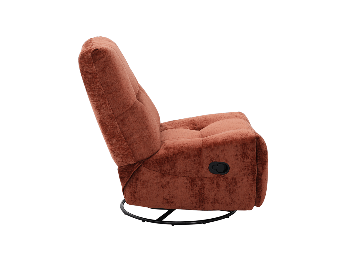 Fauteuil relax pivotant en velours chiné terracotta LISON - DécoInParis