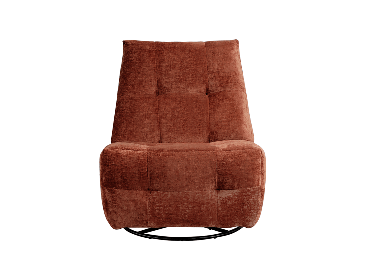 Fauteuil relax pivotant en velours chiné terracotta LISON - DécoInParis