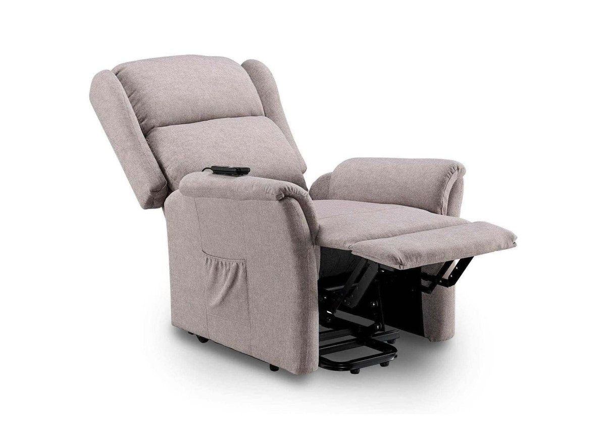 Fauteuil releveur relax en tissu beige à commande électrique PETER - DécoInParis