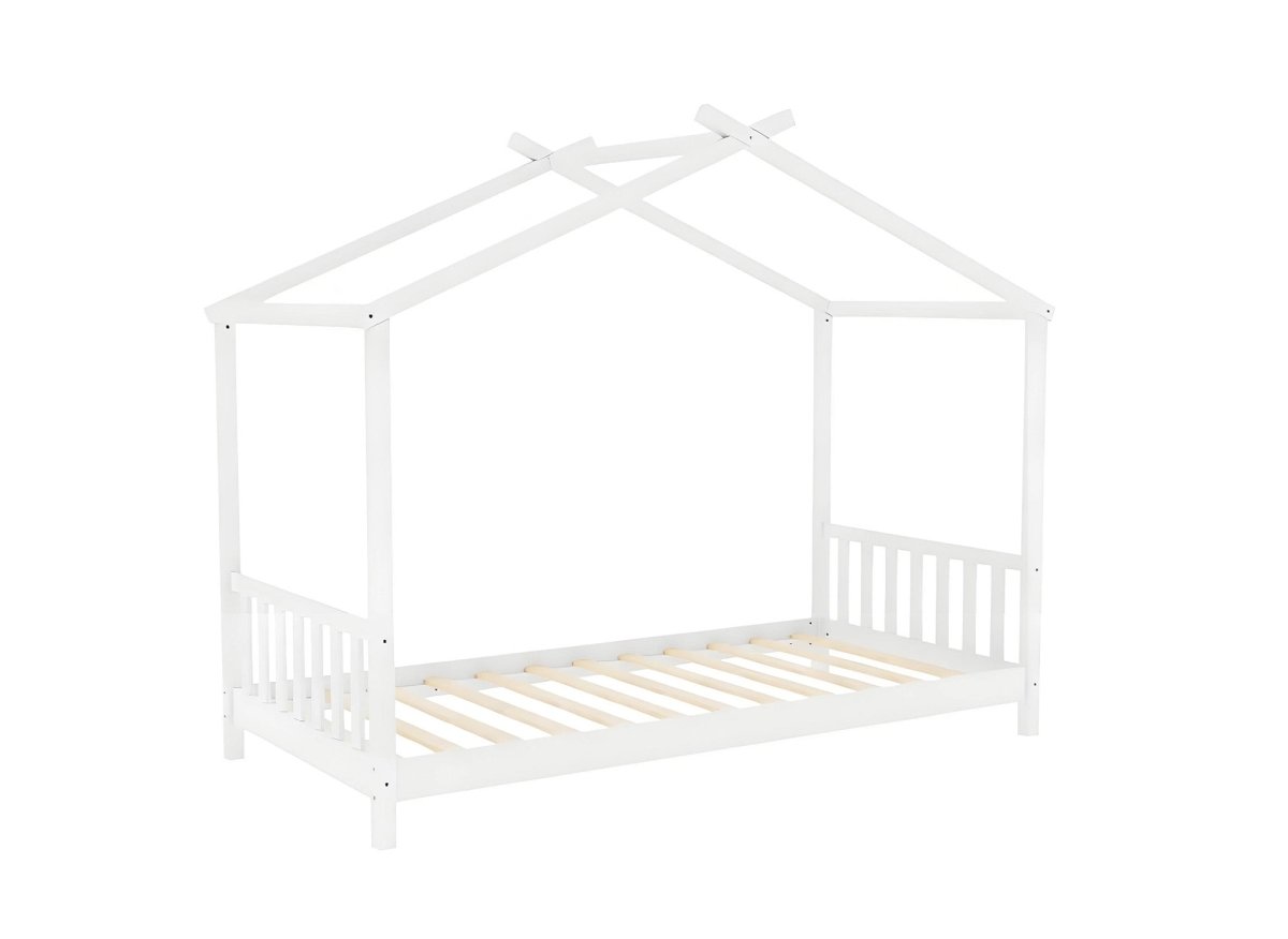 Détail des barreaux du lit cabane Montessori NIDOU blanc