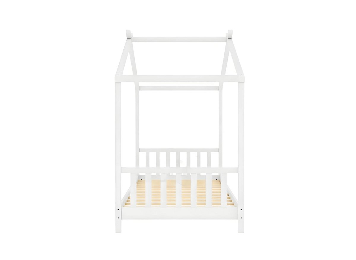 Lit enfant cabane NIDOU blanc 90x190 avec sommier à lattes inclus