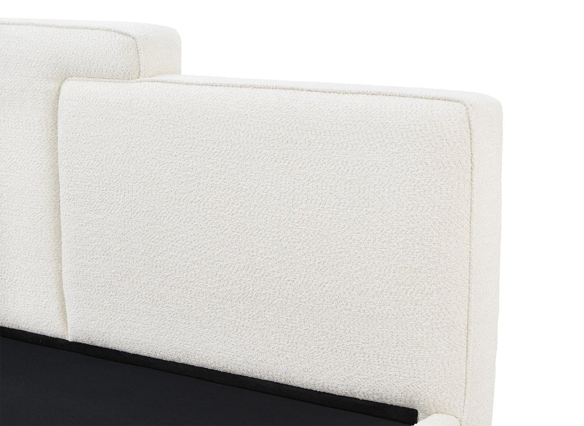 Lit coffre en tissu bouclette beige 140x190 cm ZELIA - DécoInParis
