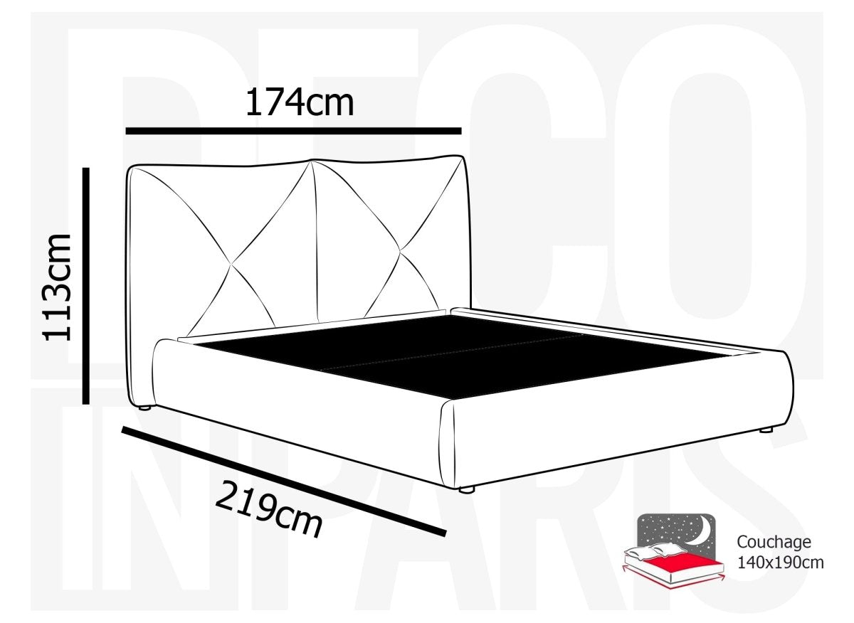 Lit coffre en tissu bouclette doux beige 140x190 cm NOAH - DécoInParis