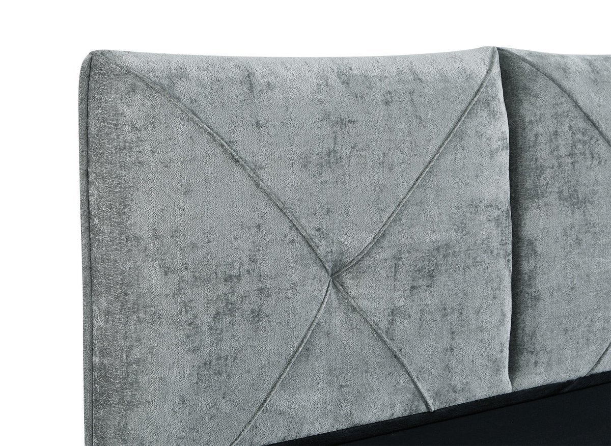 Lit coffre en tissu bouclette doux gris 160x200 cm NOAH - DécoInParis