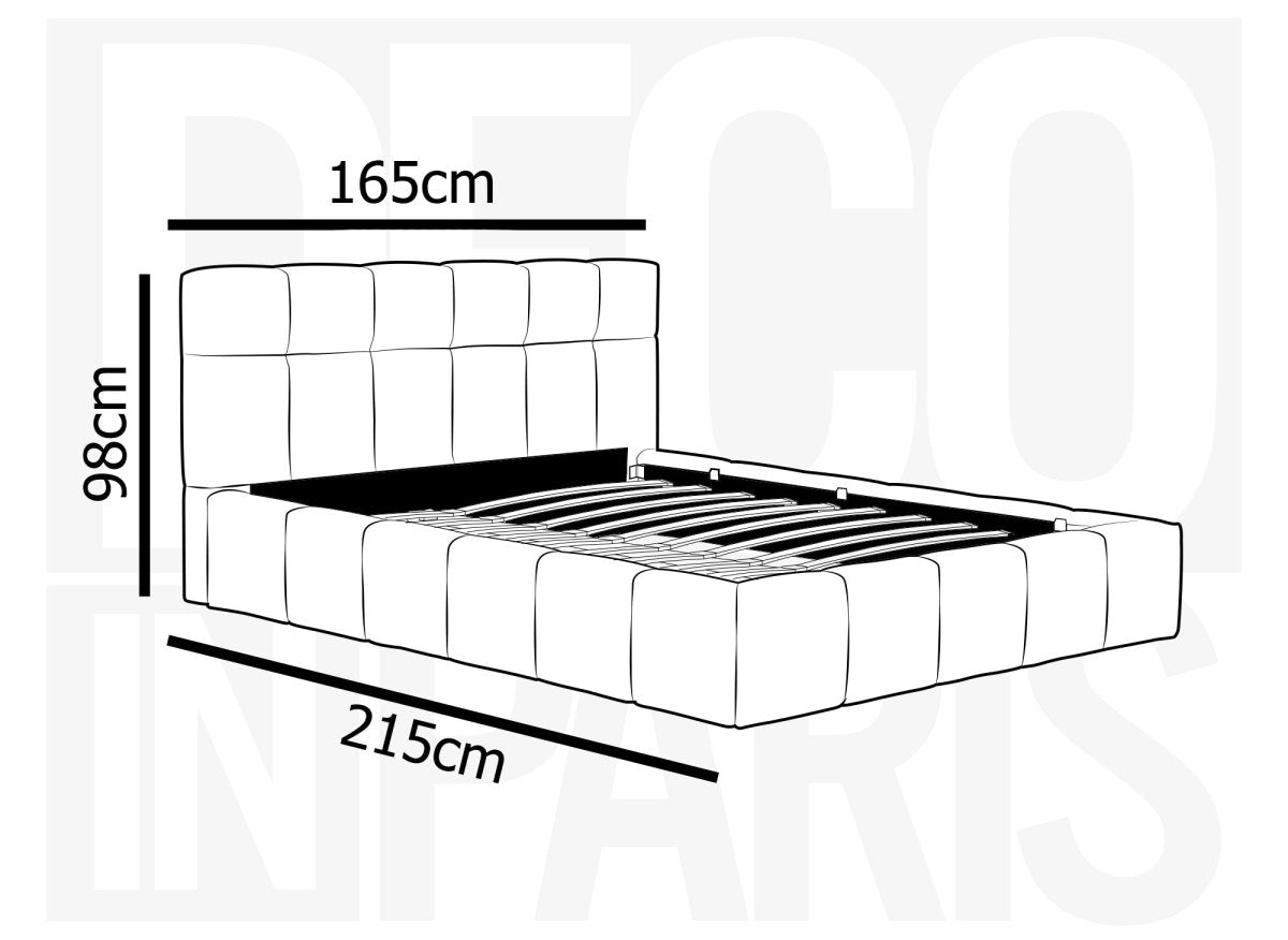 Lit coffre en tissu bouclette gris 140x190 cm MILIE - DécoInParis