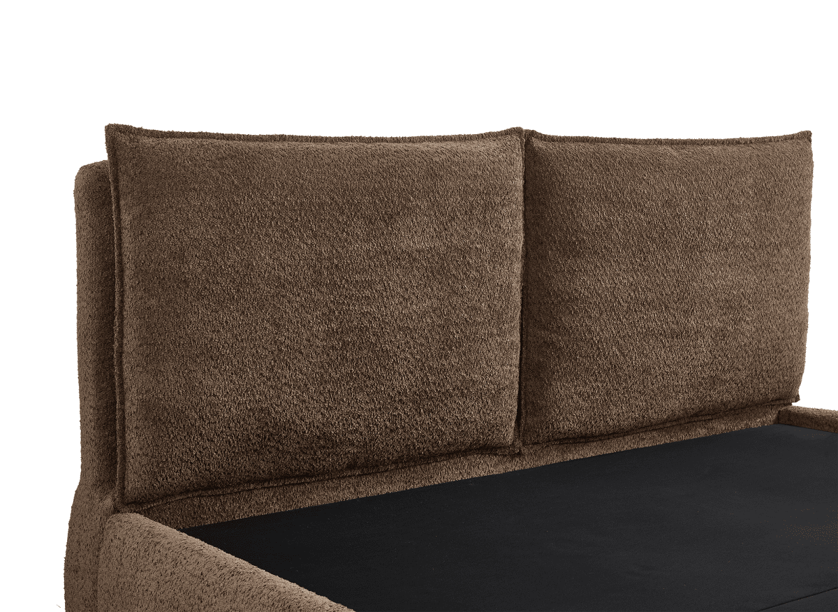 Lit coffre en tissu bouclette marron 140x190 cm MELY - DécoInParis
