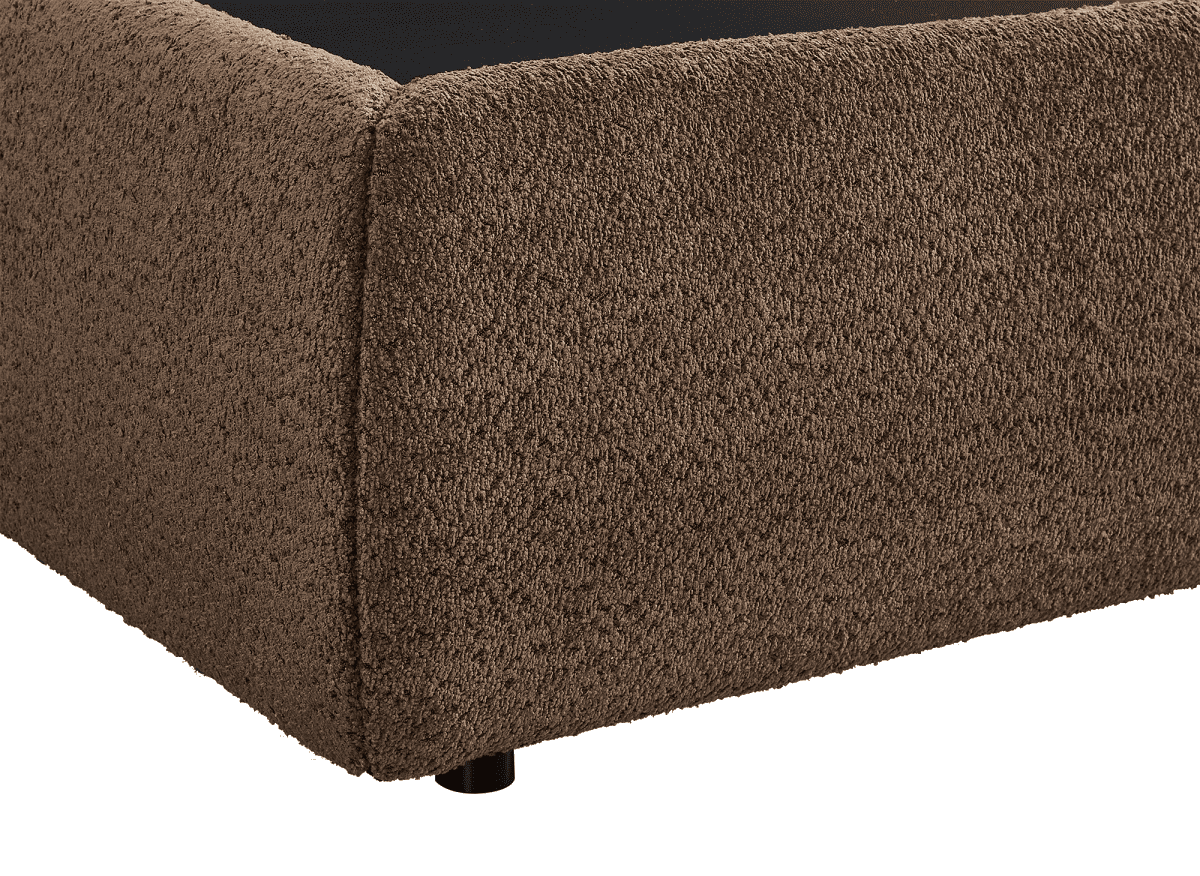 Lit coffre en tissu bouclette marron 160x200 cm MELY - DécoInParis