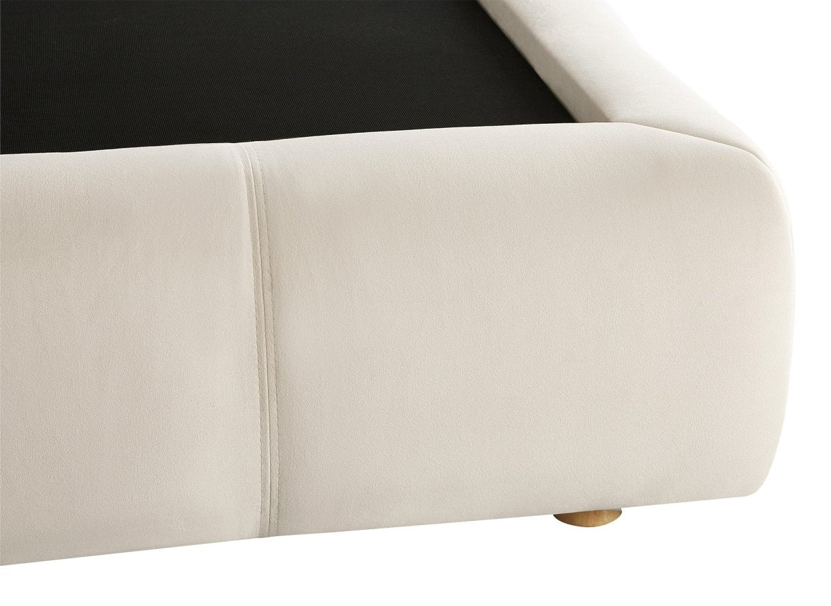Lit coffre en velours beige 160x200 cm GEORGINA - DécoInParis