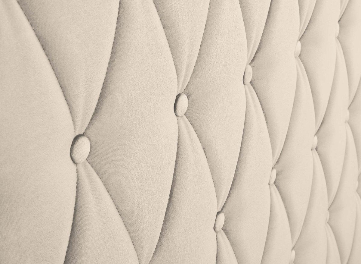 Lit coffre en velours beige 160X200 cm PERLA - DécoInParis